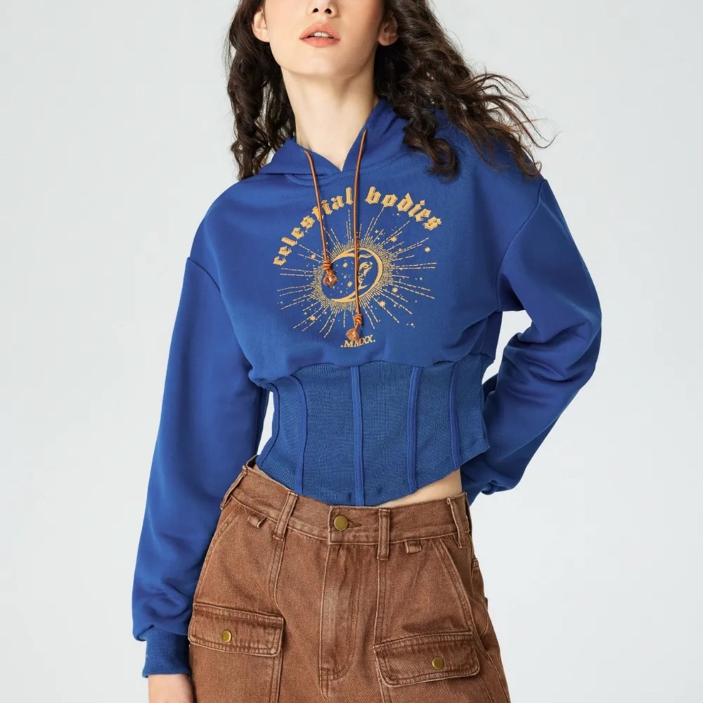 Cider Navy Textured Knit Hoodie